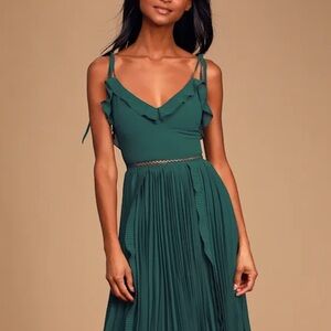 Lulu's Teal Ruffle Midi Dress